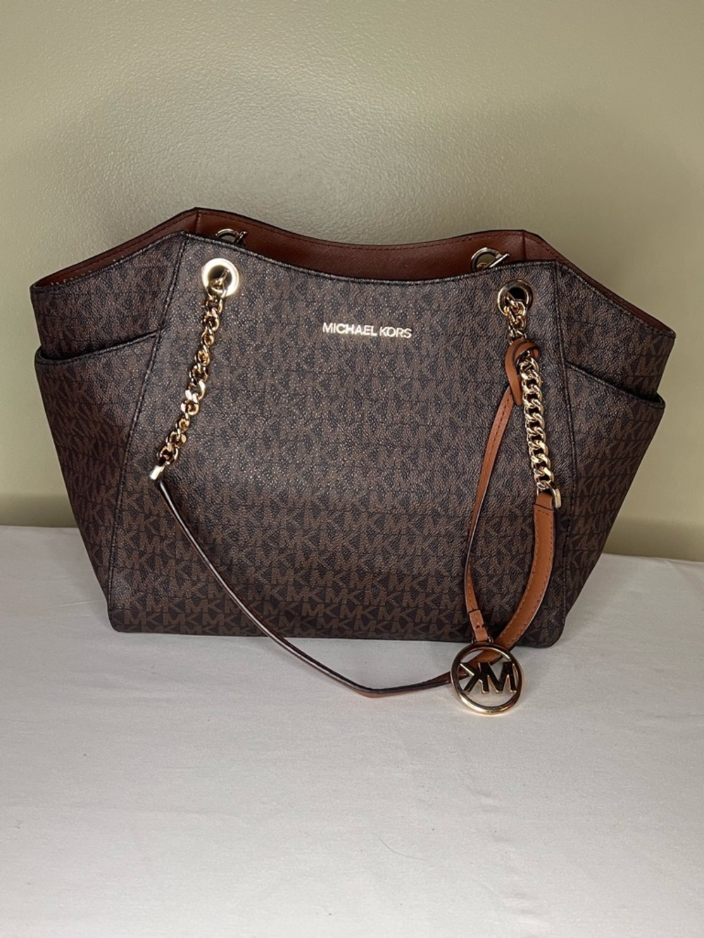 Michael Kors Dark Brown Tote with Gold Accents